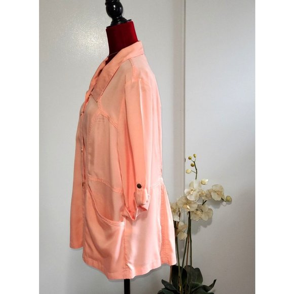 NWT Chico's Twill Utility Lightweight Jacket Women's Royal Peach Size 2 /L 1047 - Picture 2 of 10